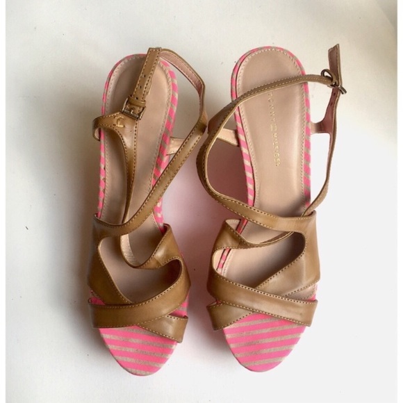 Tommy Hilfiger Pink & Tan Strappy Wedges - Picture 2 of 7